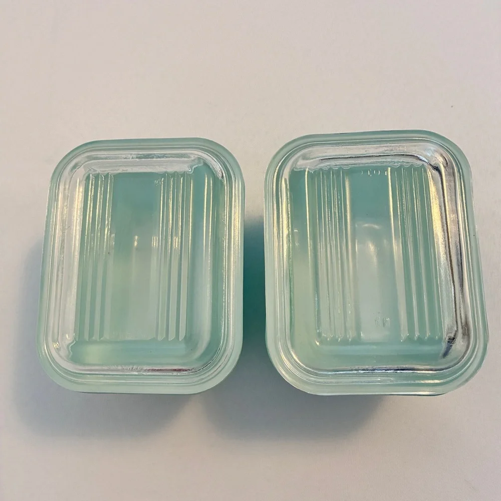 Pyrex Turquoise Refrigerator Dishes 0502/ 0501 With Lids Set of 3 Vintage